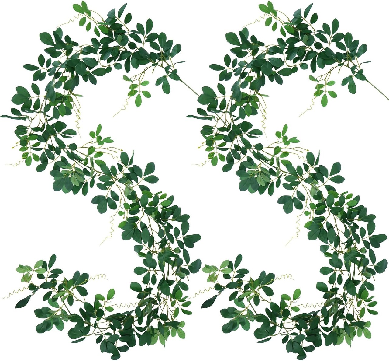 2Pcs 6FT Artificial Greenery Garland Hanging Decor, Seucalyptus Garland Fake Ivy for Home Decoration Bedroom Kitchen Porch Party Wedding Arch Wedding Centerpieces for Tables Wreath